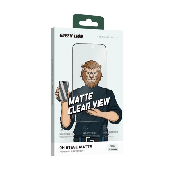 } Green Lion 9H Steve Matte AR Glass Protector for iPhone 16