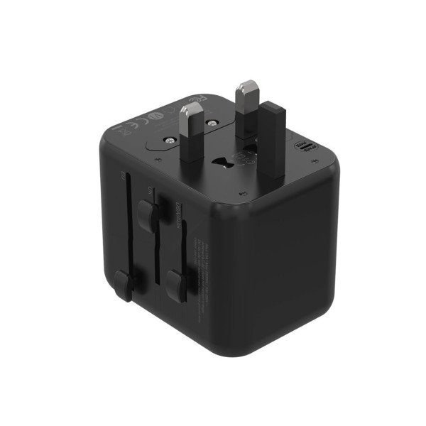 Porodo Dual USB-A Universal Travel Adapter 2.4A-Black - PD-12WUTA-BK
