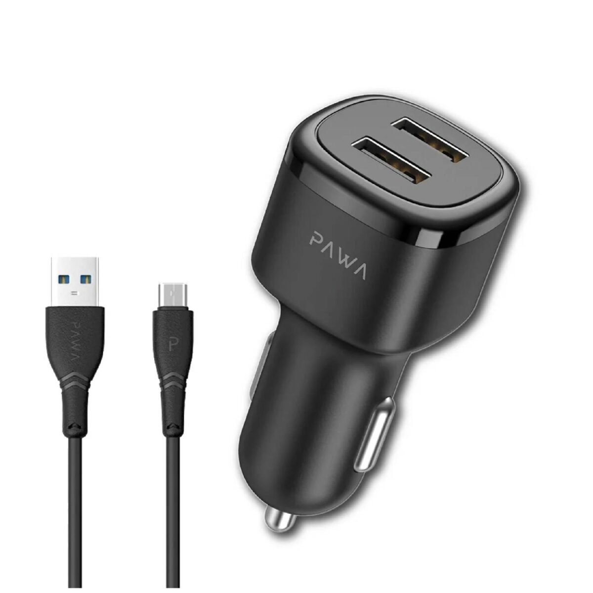 ⁦PAWA Solid Car Charger Dual Port 12W or 2.4A⁩ - الصورة ⁦1⁩