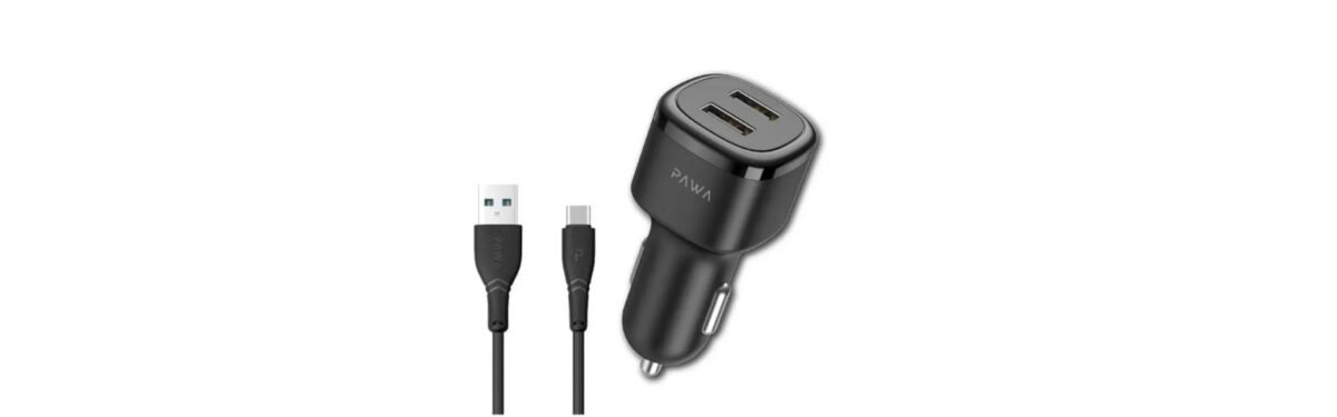 ⁦PAWA Solid Car Charger Dual Port 12W or 2.4A⁩ - الصورة ⁦1⁩