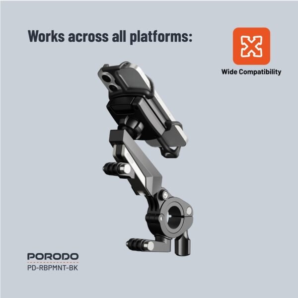 Porodo 360° Rotatable Bike Phone Mount - Black