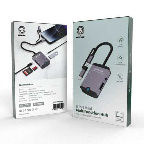 Green Lion 5 in 1 Mini MultiFunction Hub ( Type
