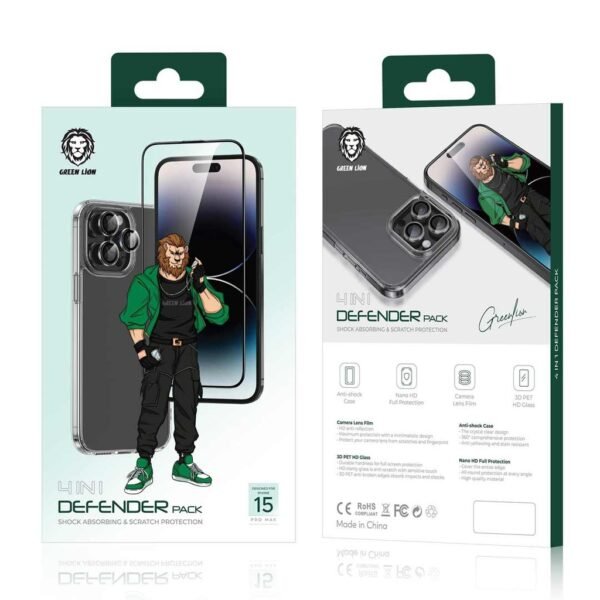 Green Lion 4 in 1 Defender Pack for iPhone 15 Pro Max