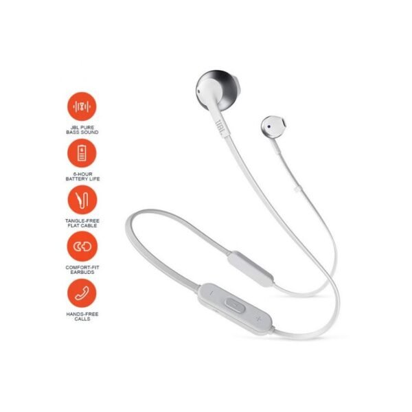 JBL T205 Wireless In-Ear Headphones - Silver
