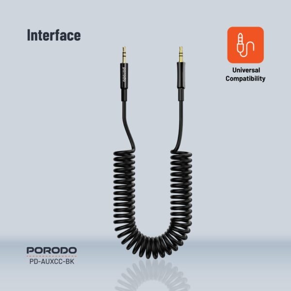 Porodo AUX 3.5 to 3.5 Coil Cable 1.2M - Black