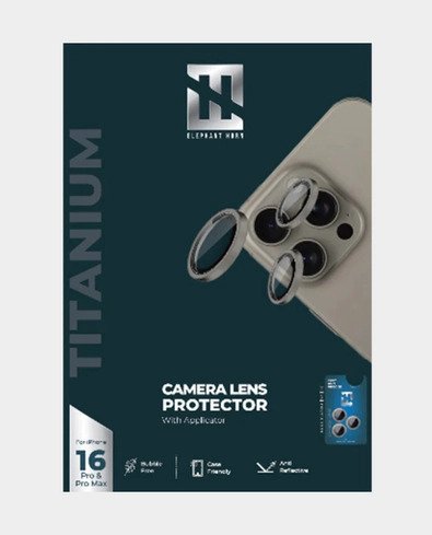 Elephant Horn Camera Lens Protector with Applicator 16Pro/16ProMax - Silver Titanium