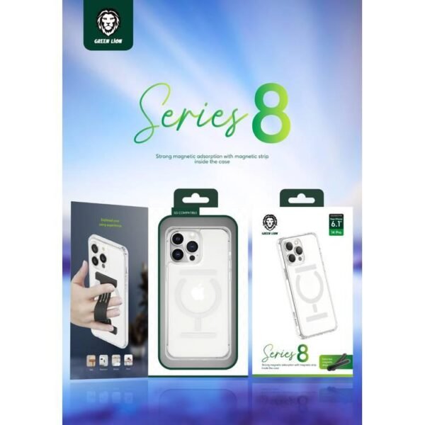 Green Lion Series 8 Transparent Case with Strong Magnetic ip 14 plus