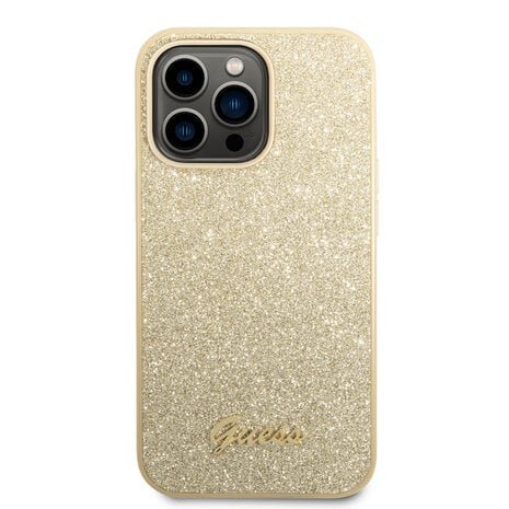 Guess Guess iPhone 14 Pro Max Hardcase Backcover - Glitter Script - Gold