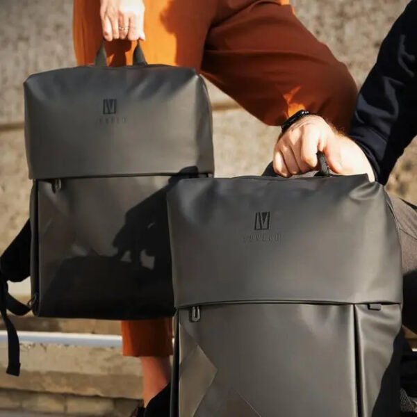 Levelo Opulence Universal Bag With Monograph PU Leather & LVL Signature Logo - Black
