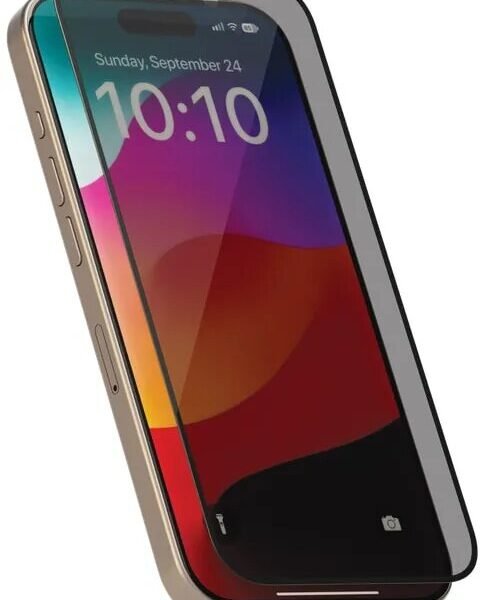 Levelo Full Screen Privacy Twice-Tempered Glass For iPhone 15 Pro Max - Black