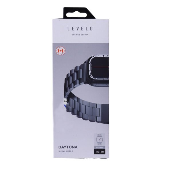 Levelo Daytona Steel Watch Band for Apple Watch 45/44/42mm - Black