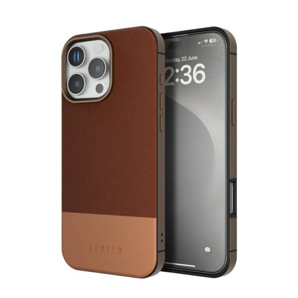 Levelo Cuir Two Tone Leather Case For iPhone 16 Pro - Desert Rose