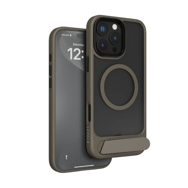 Levelo Matteo Case With Bottom Stand Grip For iPhone 16 Pro - Desert Rose