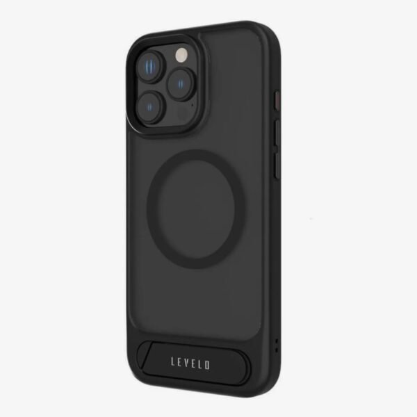 Levelo Matteo Case With Bottom Stand Grip For iPhone 16 Pro - Black