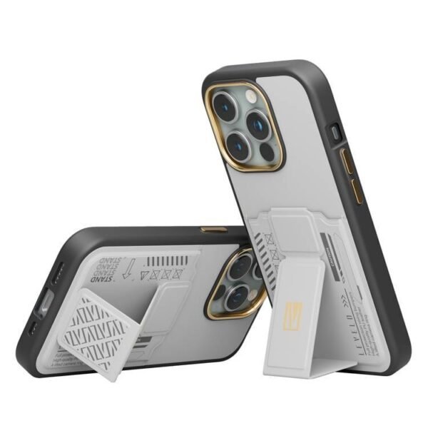 Levelo Morphix Gripstand Case With Cardholder For iPhone 15 Pro - Grey