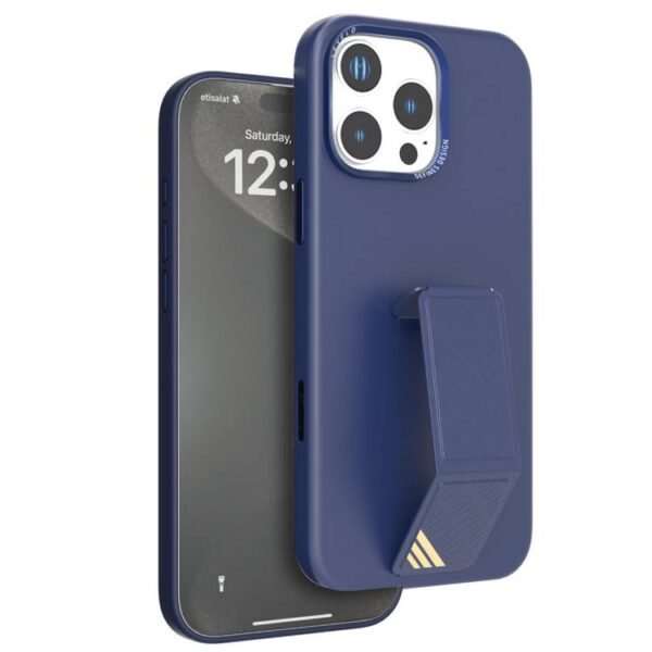 Levelo Morphix Silicone Case With Leather Grip For iPhone 16 Pro - Deep Blue