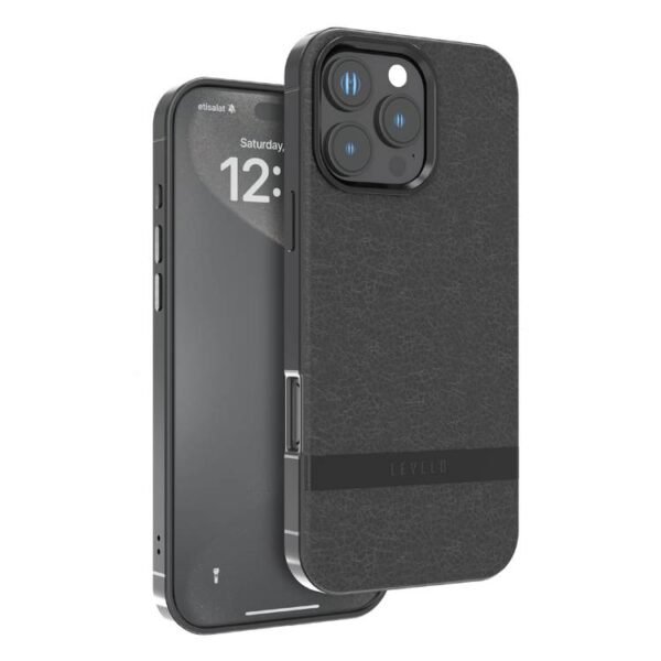 Levelo Pelle Leather Case For iPhone 16 Pro Max- Black