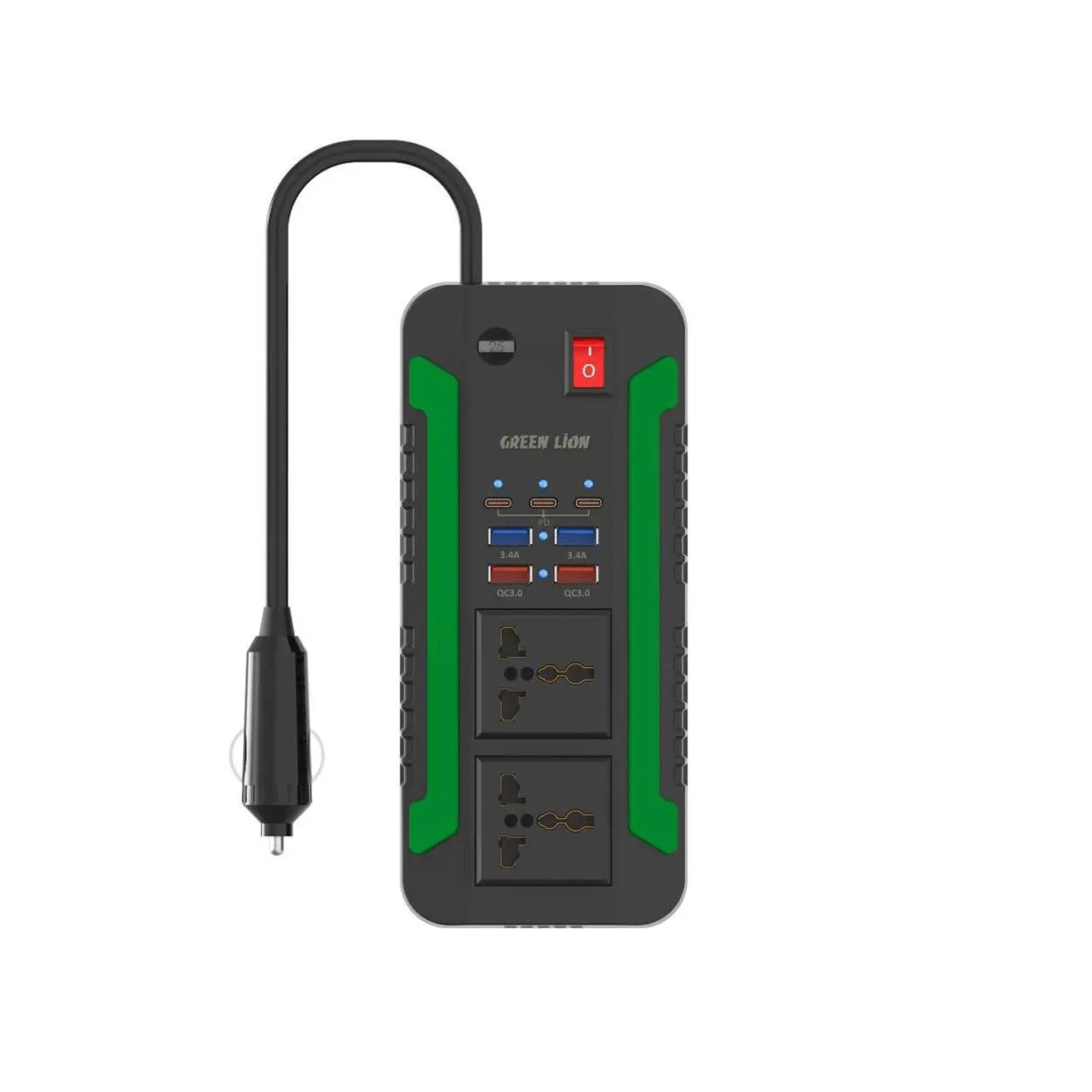 ⁦} Green Lion Spark 300 Power Inverter 300W( 2 AC+2 USB-A 3.4A⁩ - الصورة ⁦1⁩