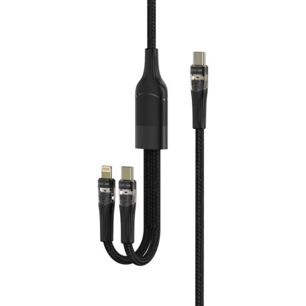 Green Lion 2 in1 Transparent Fast Charging Cable 100W 1.2M - Black