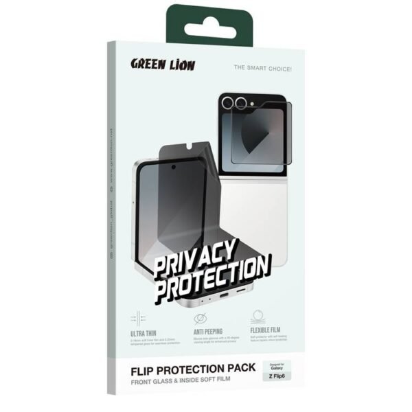 Green Lion Flip Protection Pack Privacy for Z Flip 6 - Black