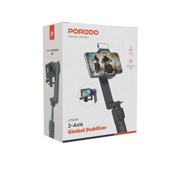 Porodo 2-Axis Anti Shake Gimbal With Rotatable Central Control - PDLFST034-BK