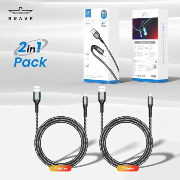 Brave Braided Cable USB to Lightning 1m&2m 2in1 BDC-41 Blue