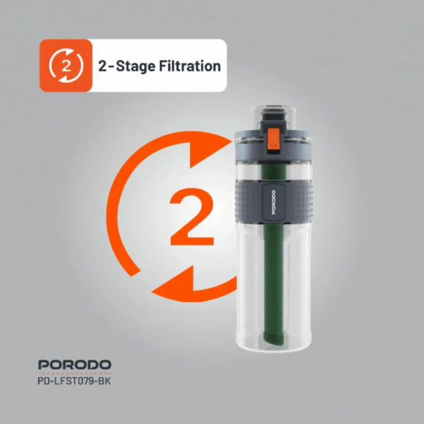Porodo Lifestyle 2-Stage Filtration Water Bottle -Black