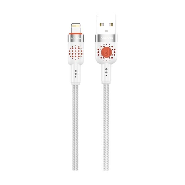 Porodo Braided Charging Cable USB A to Lightning 1.2M White
