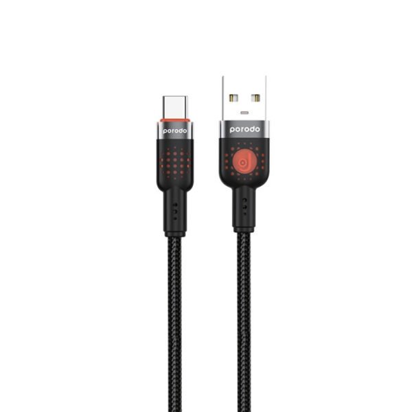 Porodo Braided Charging Cable USB A to Type -C 1.2M Black