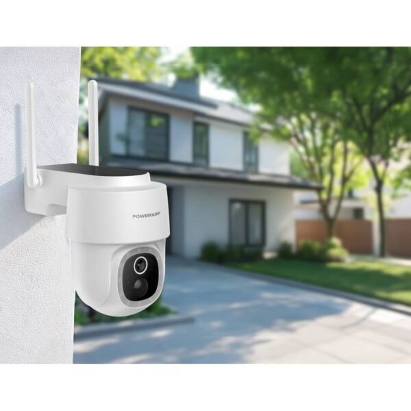 Powerology Outdoor Smart Waterproof 5W Solar Pan/Tilt Camera with 5200mAh and 256GB - W