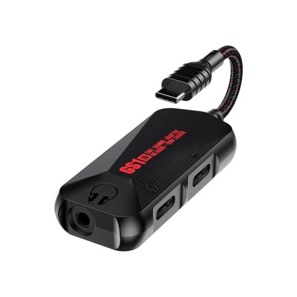GS1 3 IN 1 Game Phone Sound Card Hi-Res Sound Quality Type C To 3.5mm Headphone Jack PD QC 60W Fast Charging Adapter