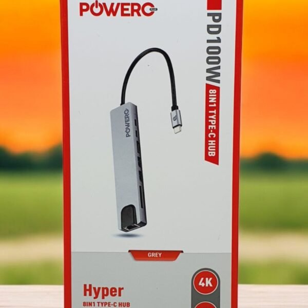 PoweroPlus 8 IN 1 Hyper Type-C Hub PD 100W 4K-Gray