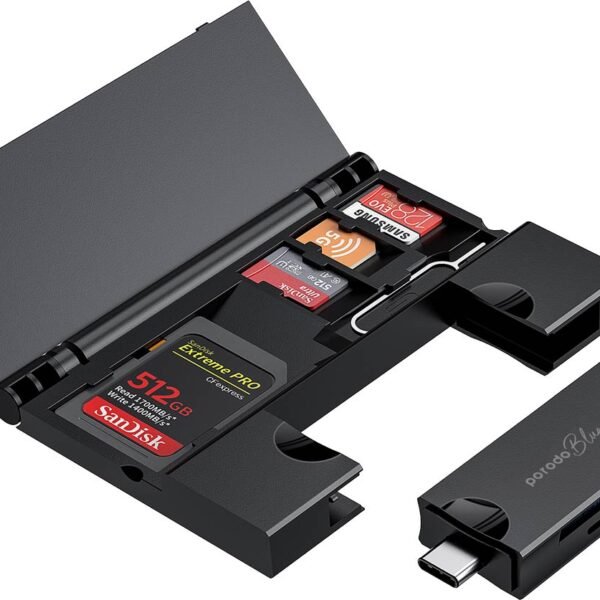 K Porodo Blue 2 in 1 Card Reader with