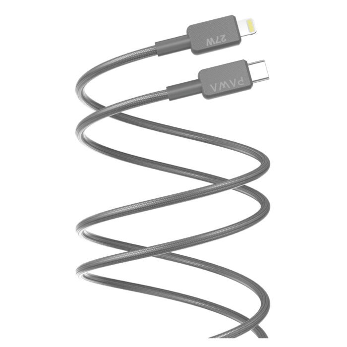 PAWA EL-CARO SERIES USB-C TO LIGHTNING PREMIUM BRAIDED CABLE 2M 27W - GREY - Image 1