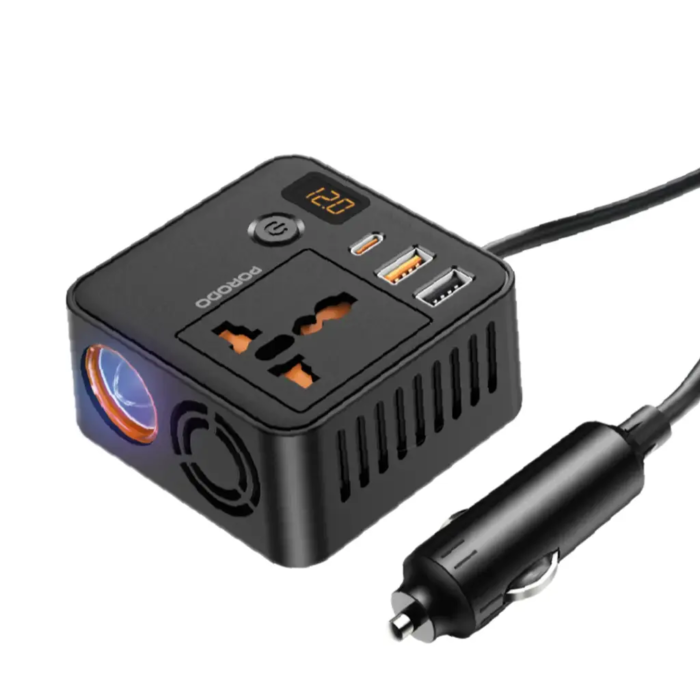 ⁦Porodo Universal Ac Power Inverter-Black⁩ - الصورة ⁦1⁩