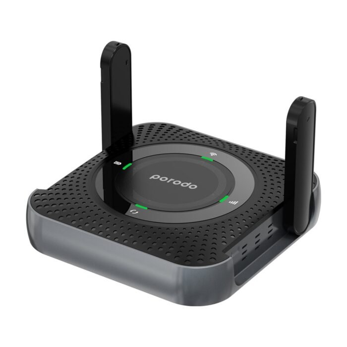 Porodo portable CPE MiFi 4G/LTE Wireless Router 4000mAh - Black/Grey - Image 1
